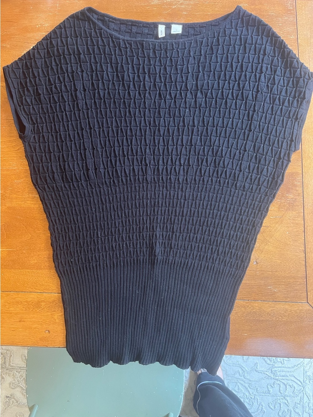 Moth Anthropologie Black Textured Boat Neck Knit Top M